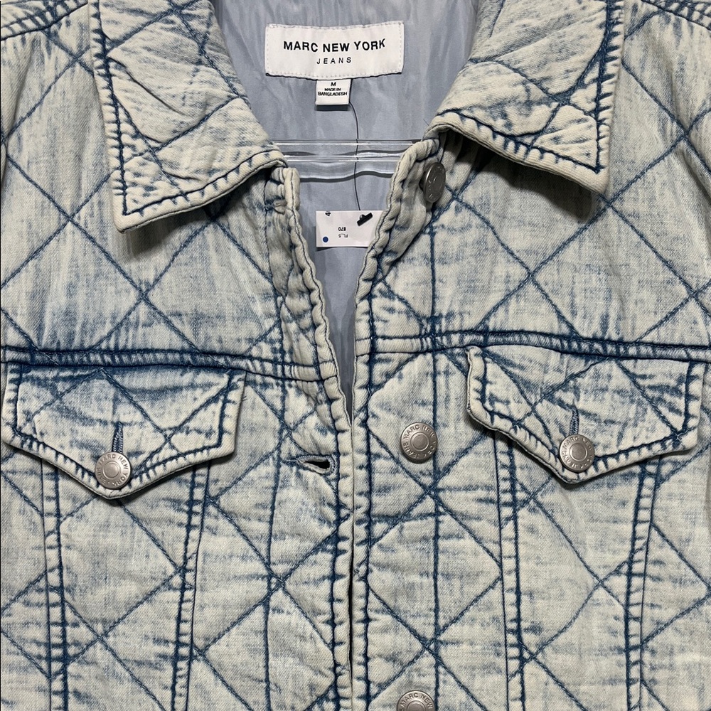 Marc New York Women’s Size Medium Light Blue Quilted Denim Jacket - Picture 3 of 11